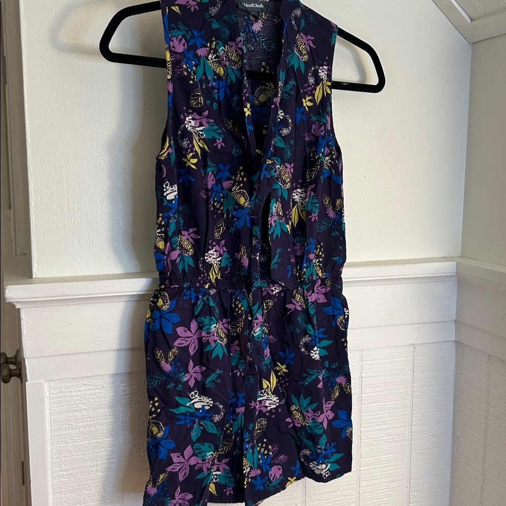 ModCloth Lemur Jungle Print Romper size small - Picture 3 of 6
